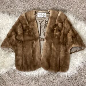 Vintage Alaskan Custom Built Furs Cape Jacket Wrap Brown OS